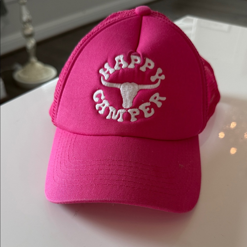Happy Camper Pink Trucker Cap size Small